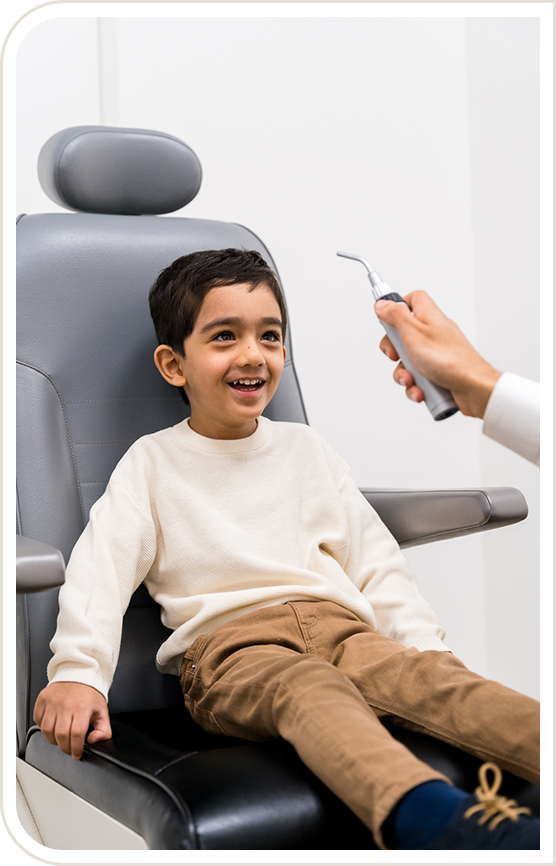 Child receiving an eye exam